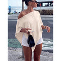 Top poncho asymétrique à épaules nues pour femmes en tricot léger Echoarchiv