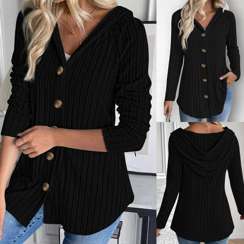 Tunique Long Cardigan Rippée pour Femmes avec Boutonnage et Poches Echoarchiv