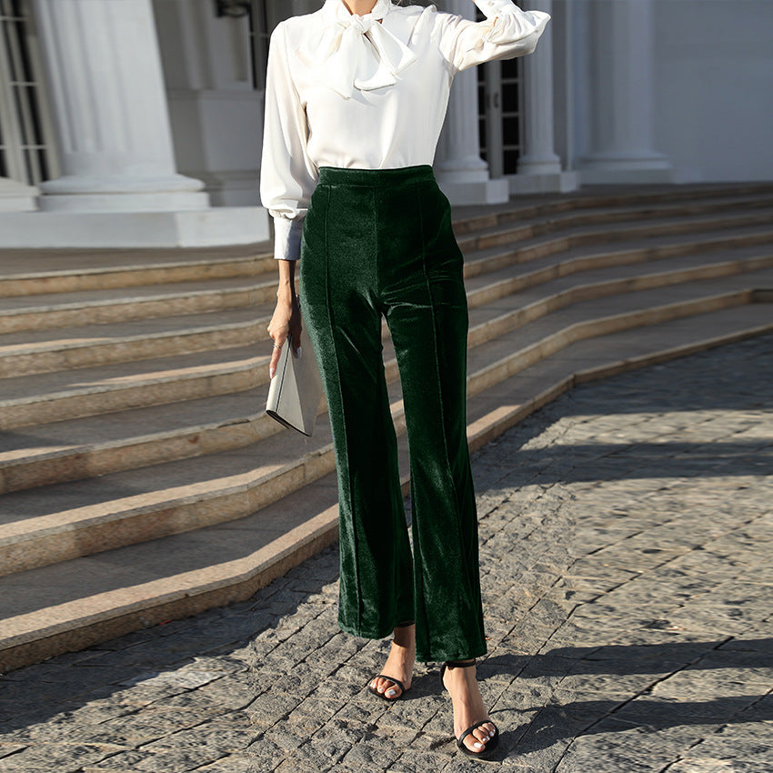 Pantalon en velours taille haute pour femmes Echoarchiv