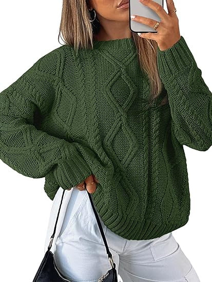 Pull oversize à motif torsadé pour femmes en tricot épais Echo Archiv