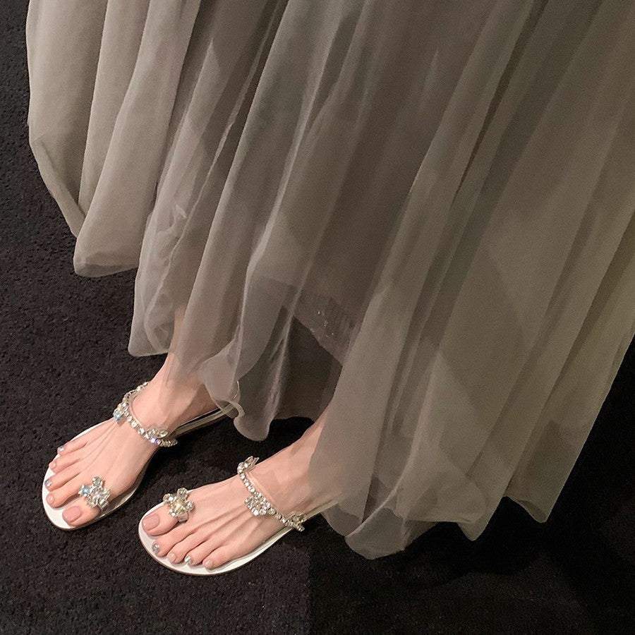 Chaussons Glamour pour Femmes avec Détails en Strass Étincelants et Semelle Confortable R&B