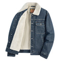 Veste en denim chaude pour hommes avec col en fausse fourrure