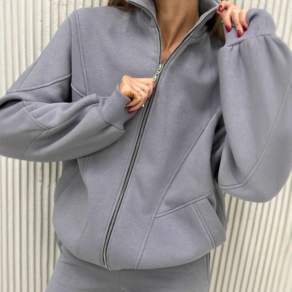 Veste sweat à demi-zip oversize pour femmes avec pantalon de jogging taille haute sculptant en French-Terry lourd Echo Archiv