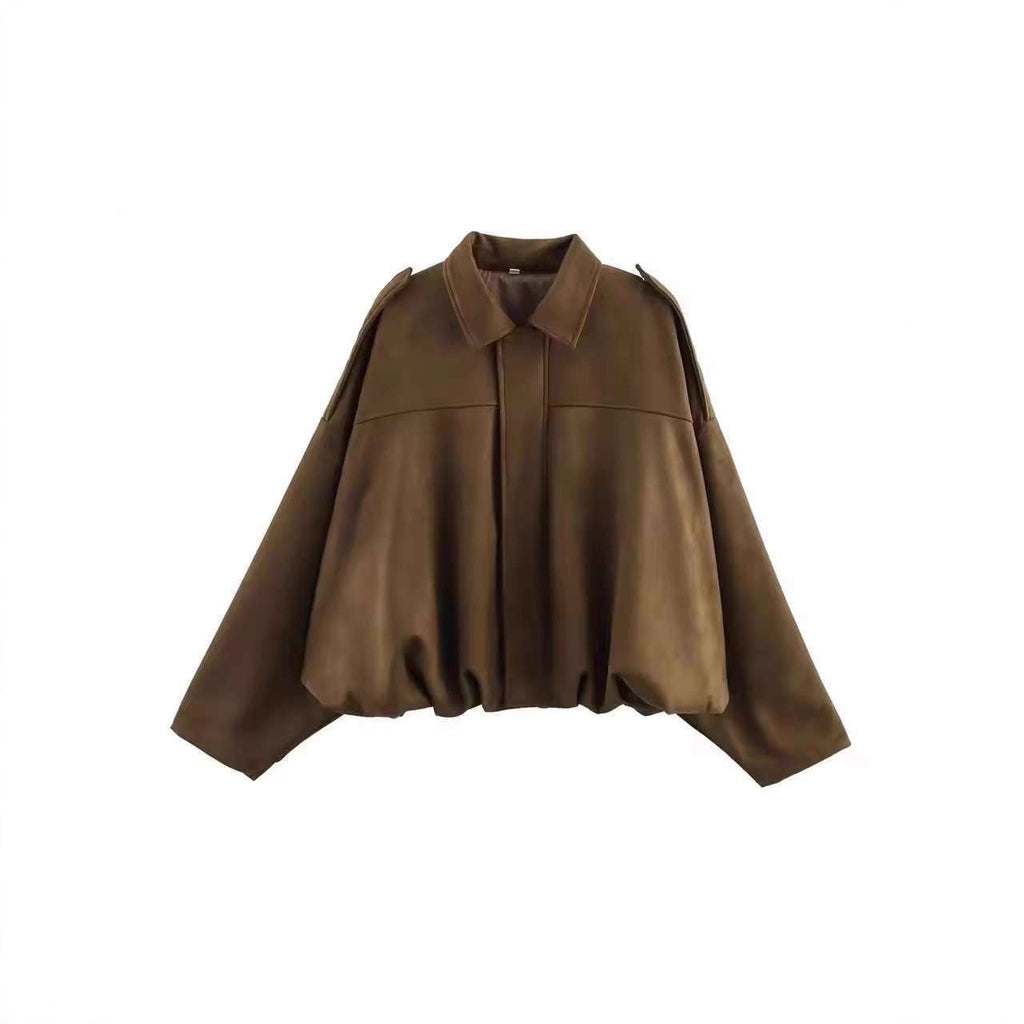 Veste courte pour femmes en coupe oversize avec ourlet ballon et épaulettes