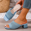 Mules pour femmes avec un dessus en tricot à la mode et un élégant talon bloc R&B