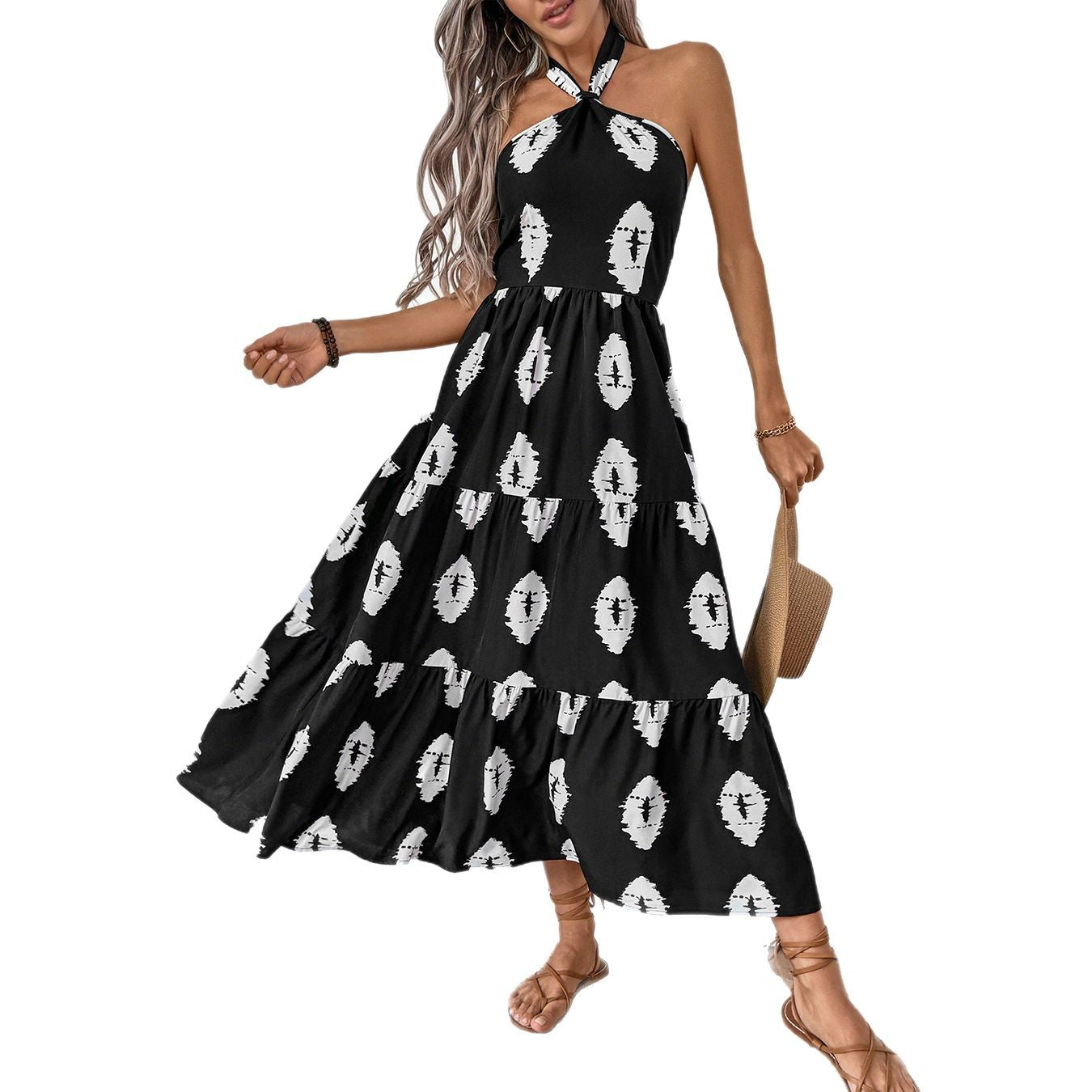 Robe maxi Boho pour femmes avec bretelles asymétriques R&B