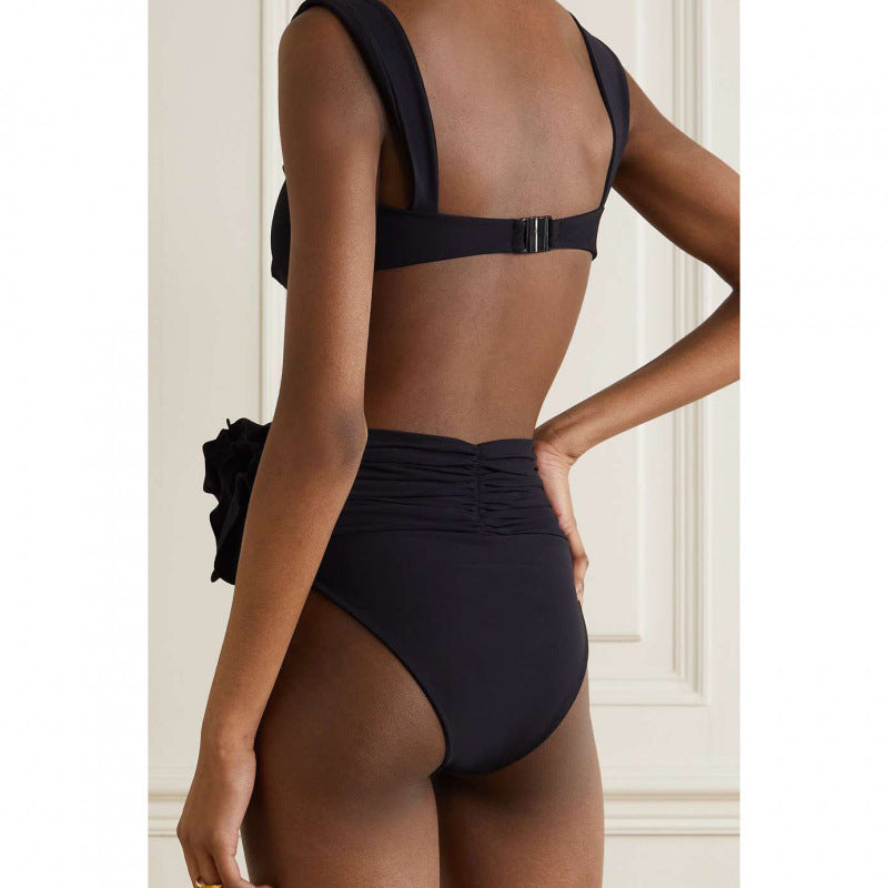 Bikini taille haute pour femmes avec détail de volants élégant R&B