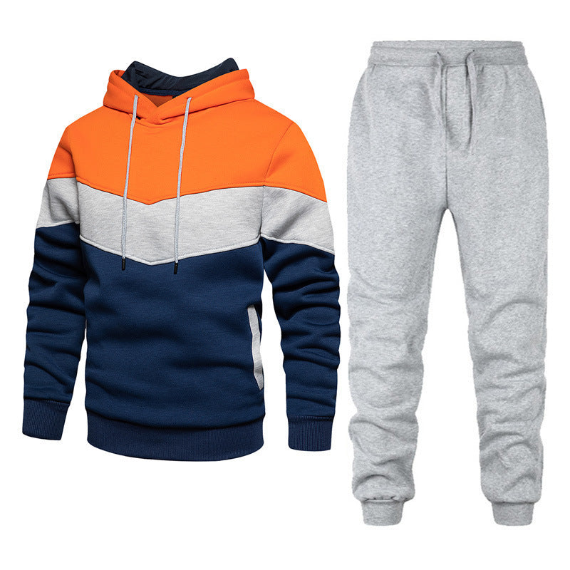 Ensemble athleisure pour hommes avec capuche en chevron, sweat à capuche en polaire et pantalon de jogging fuselé Echo Archiv