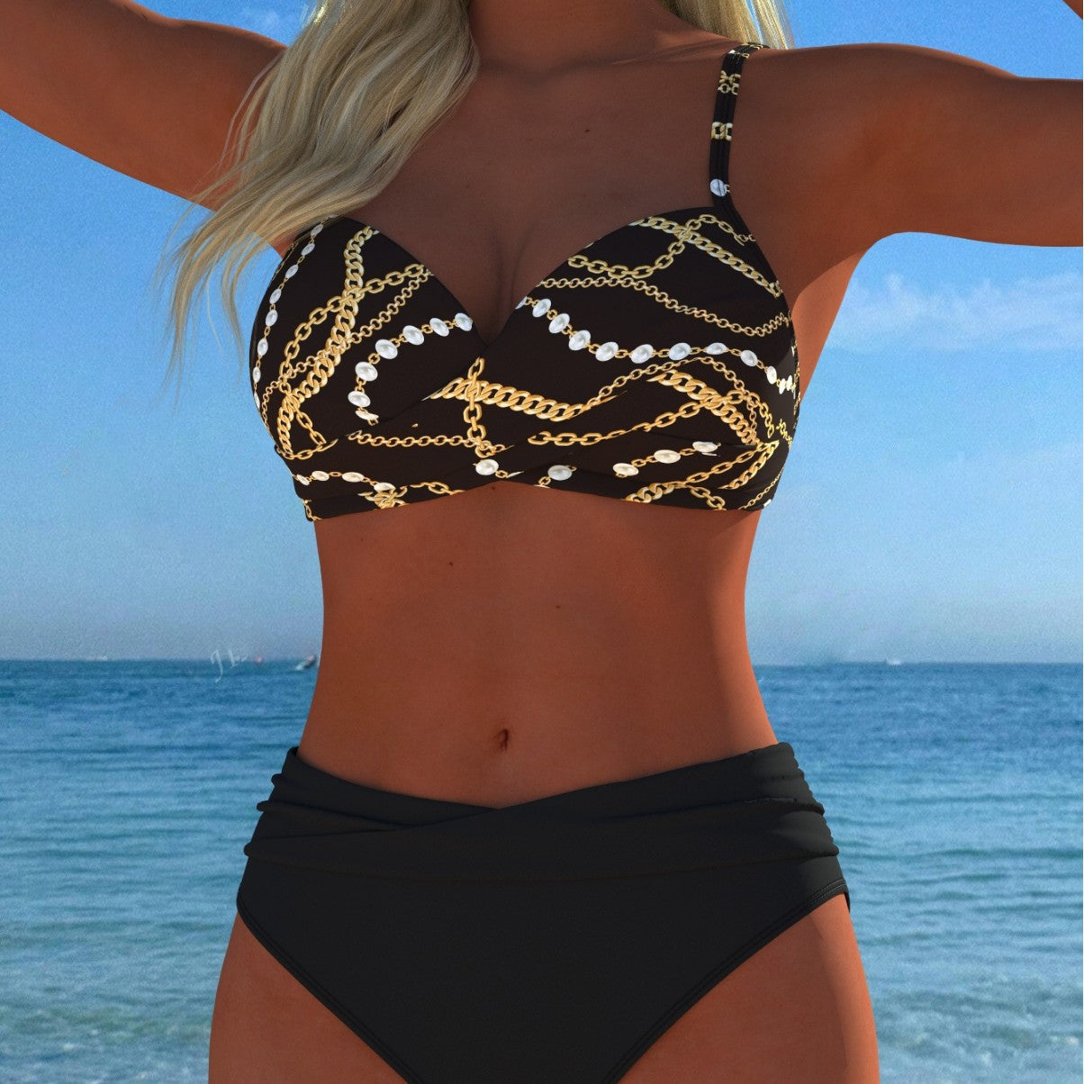 Ensemble de bikini pour femmes avec motif chaîne élégant et coupe confortable R&B