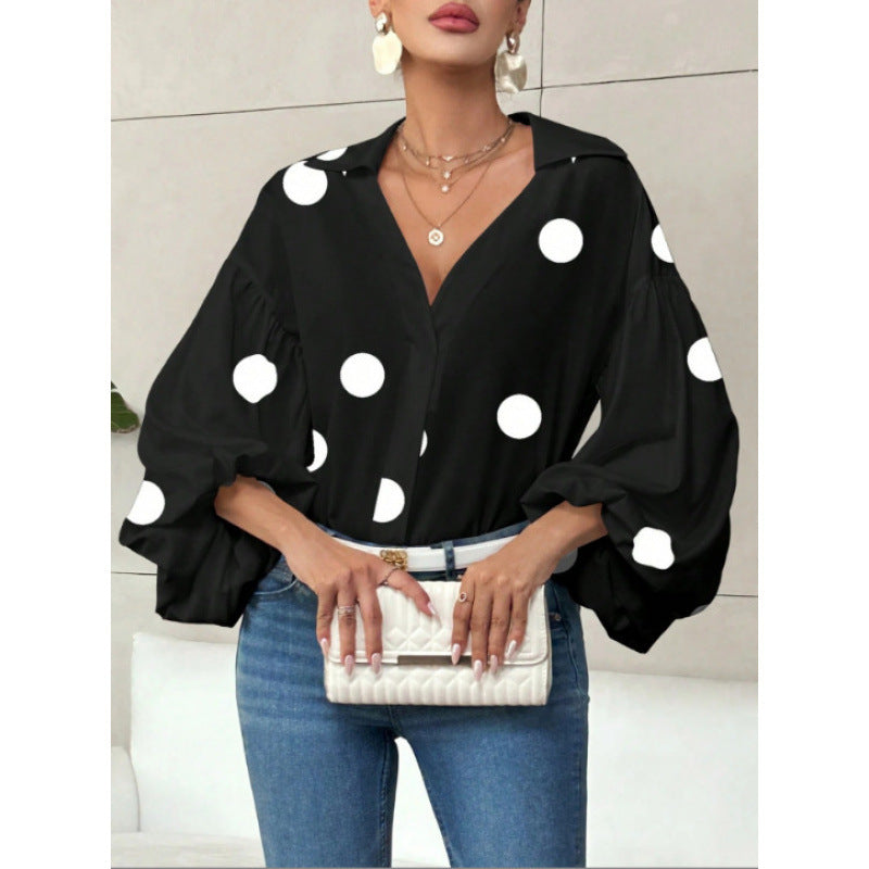 Blouse femme avec des manches ballon volumineuses et un col élégant Heidi-Mode