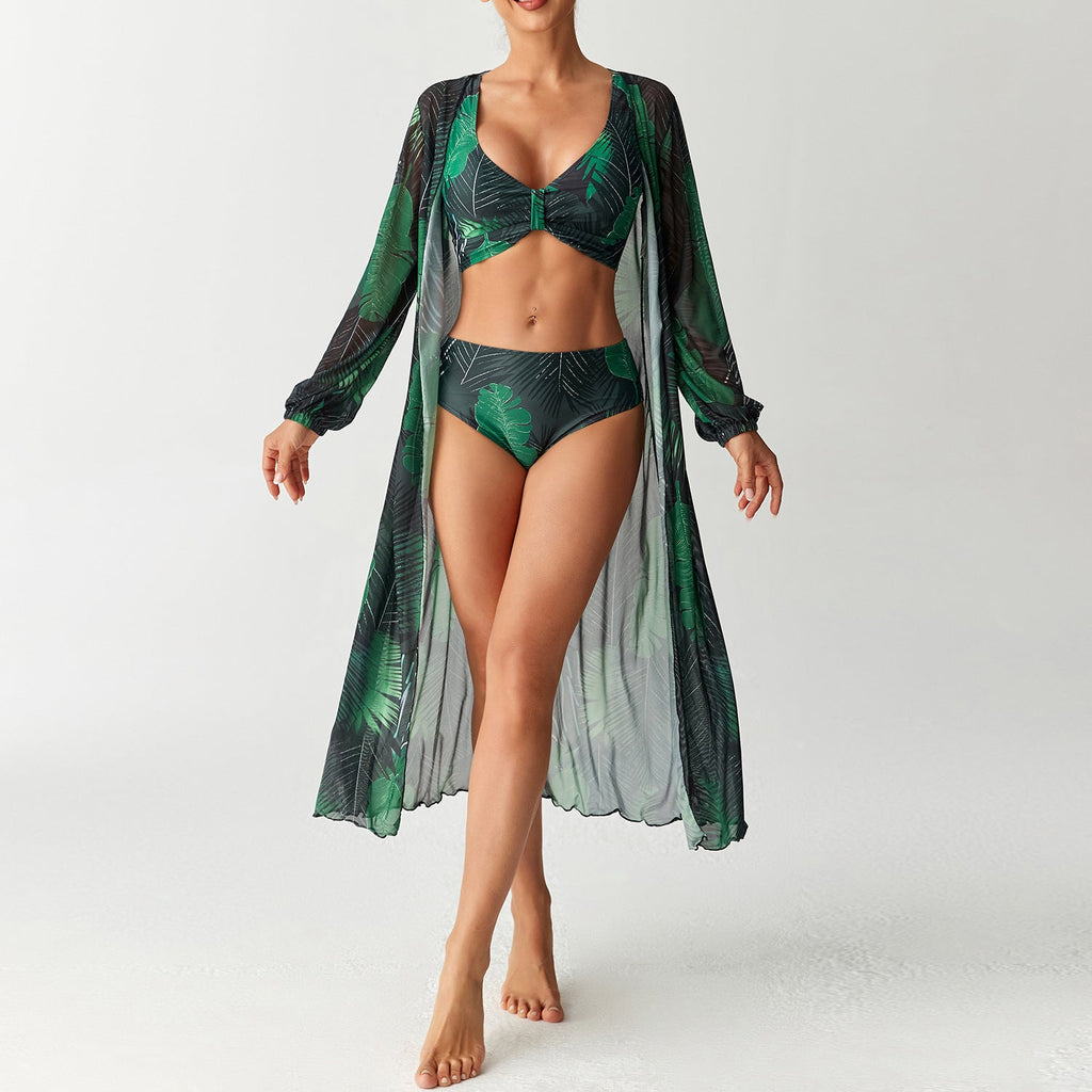 Robe de plage transparente pour femmes avec motif floral R&B