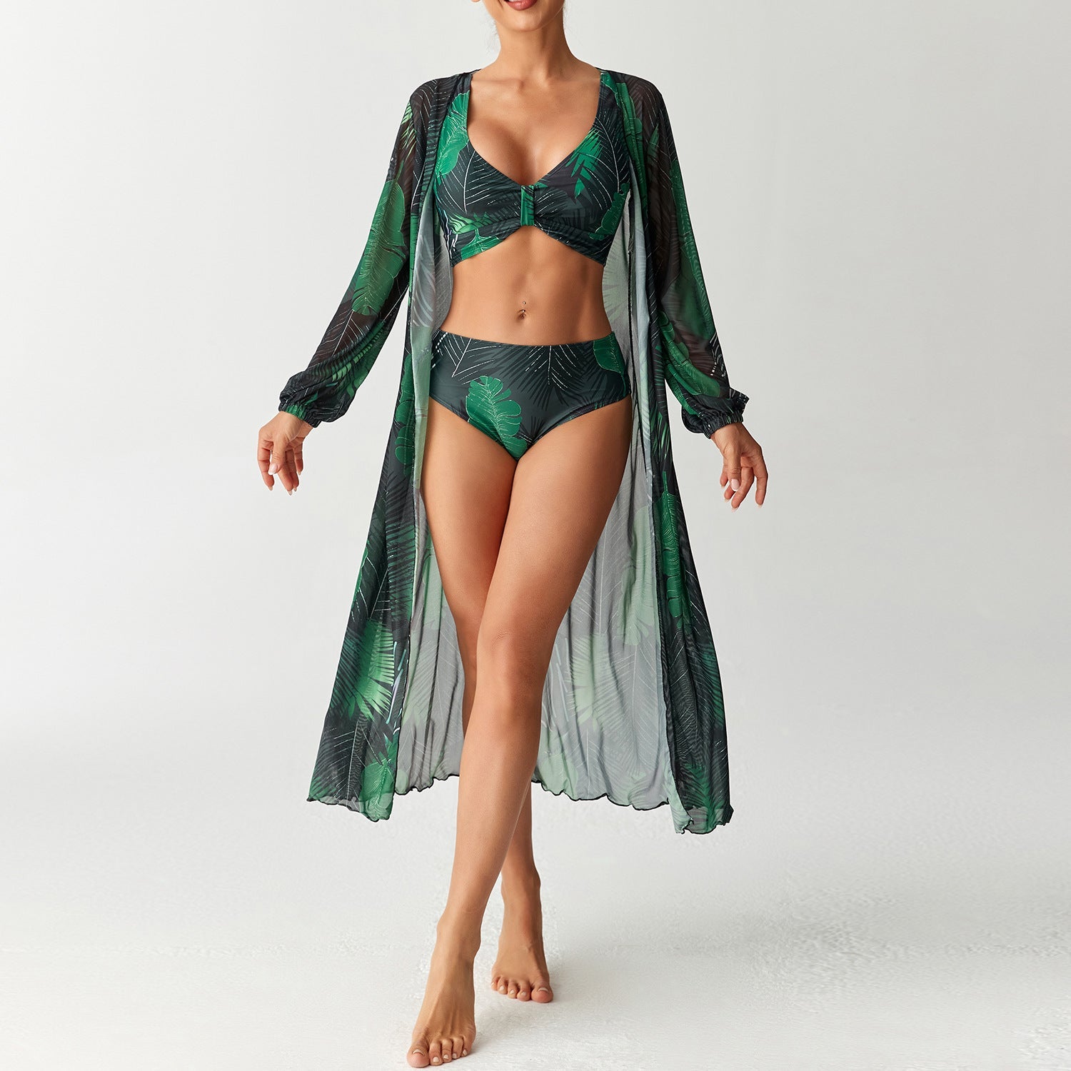 Robe de plage transparente pour femmes avec motif floral R&B