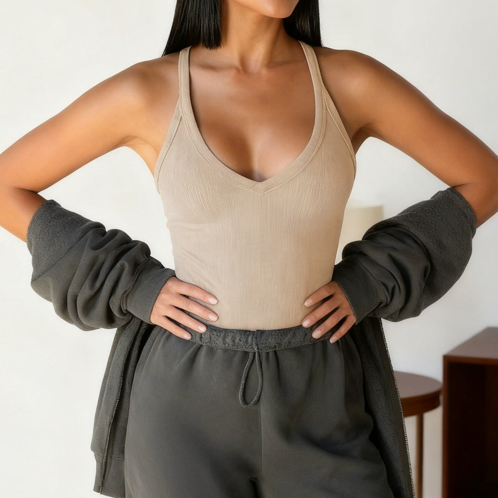 Gilet Sportif Femme avec décolleté en V profond et bretelles réglables R&B