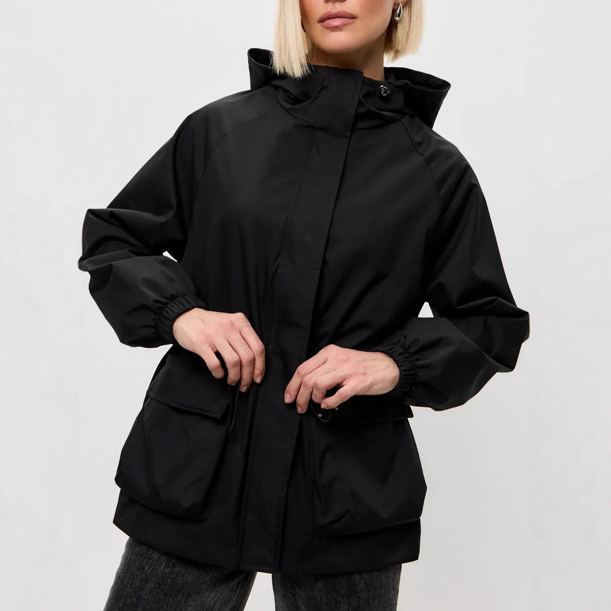 Parka imperméable pour femmes avec capuche, taille cintrée à cordon et poches XXL Echo Archiv