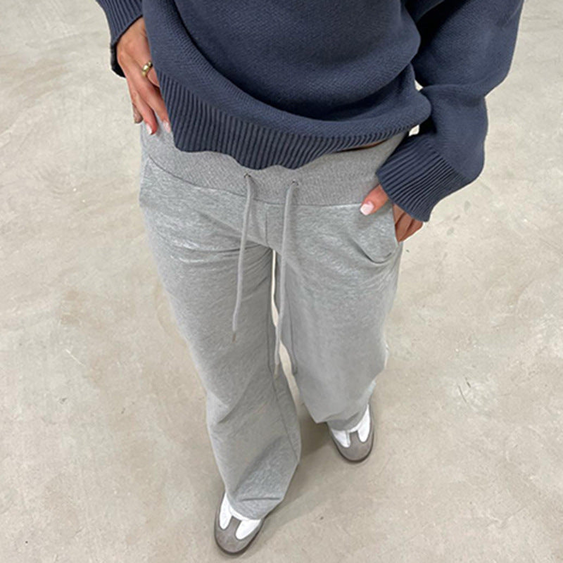 Pantalons de survêtement larges pour femmes avec ceinture de confort haute, cordon de serrage et poches plaquées Echo Archiv