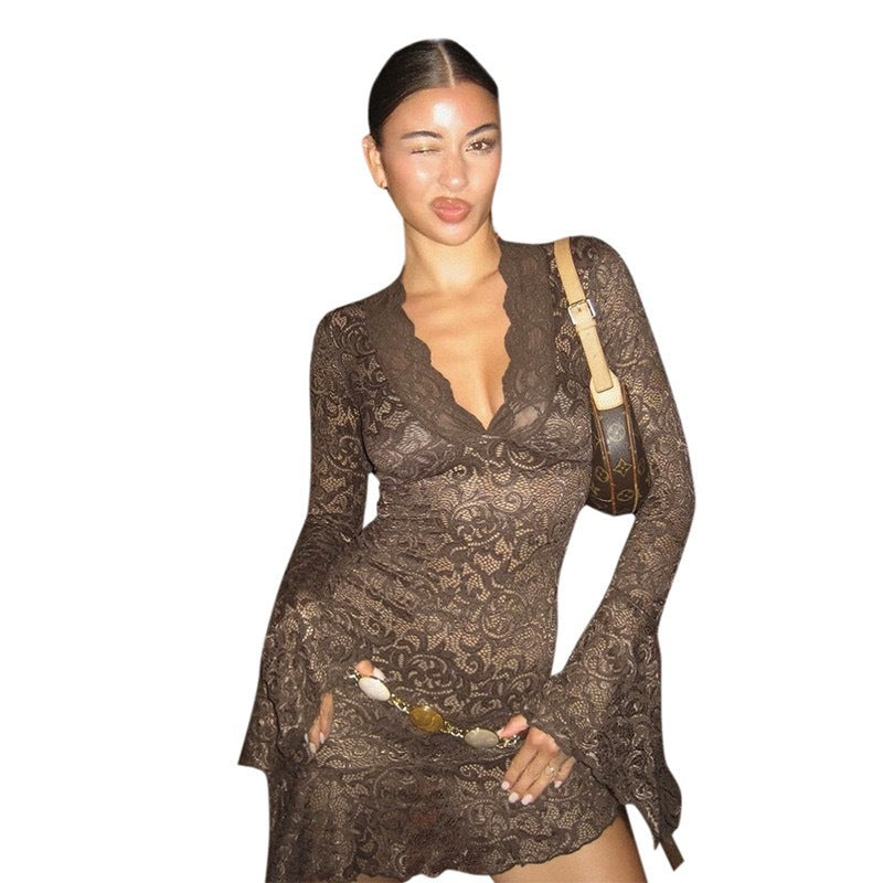 Robe en dentelle pour femmes avec volants élégants R&B