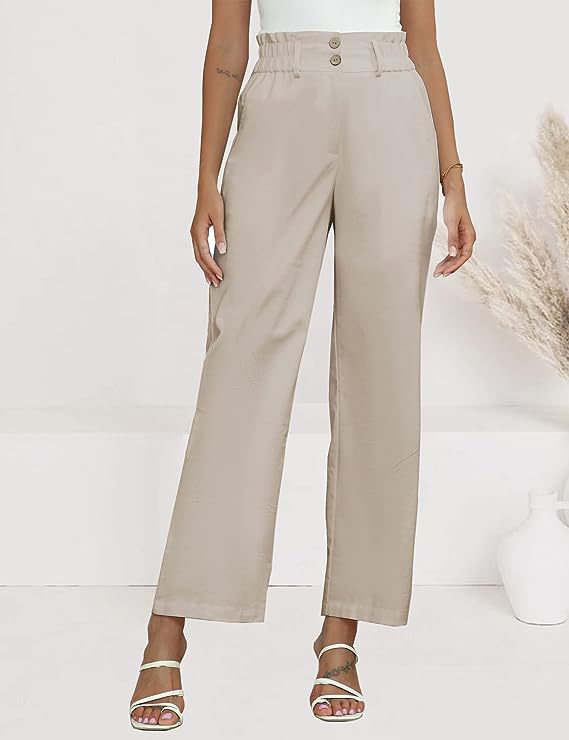 Pantalon Palazzo à taille haute pour femmes avec taille Paperbag