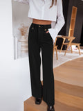 Pantalon palazzo taille haute pour femmes avec pli marqué, fausses boutonnières et poches passepoilées Echoarchiv