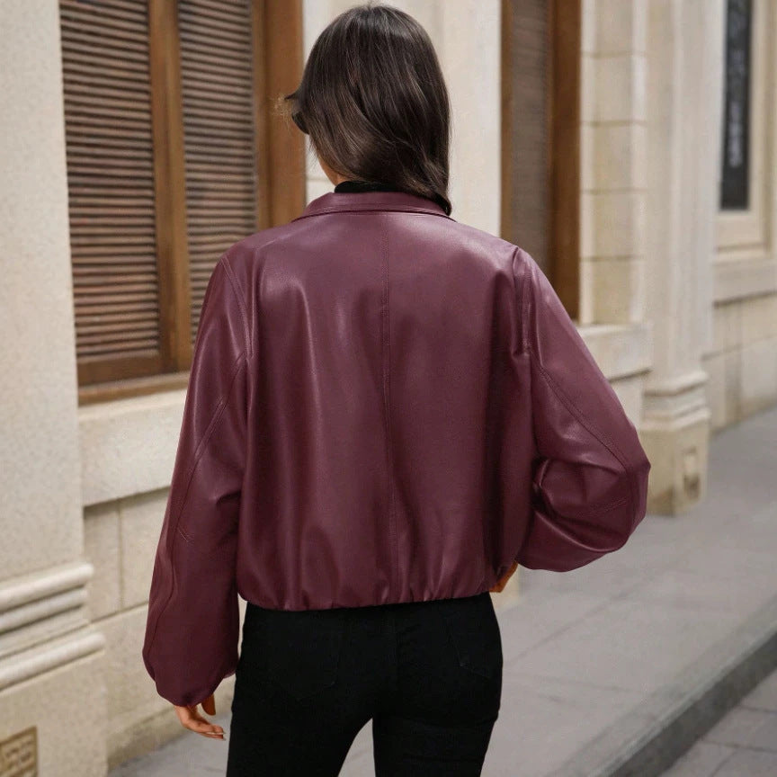 Veste en simili cuir cropped tendance pour femmes