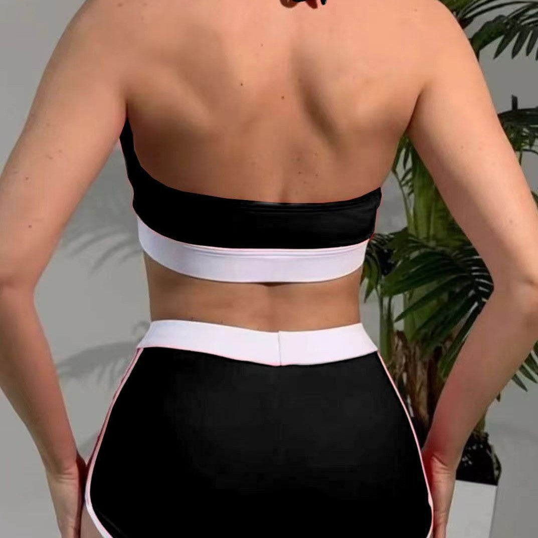 Ensemble de bikini de sport pour femmes avec taille haute stylée et col à la mode R&B