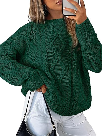 Pull oversize à motif torsadé pour femmes en tricot épais Echo Archiv