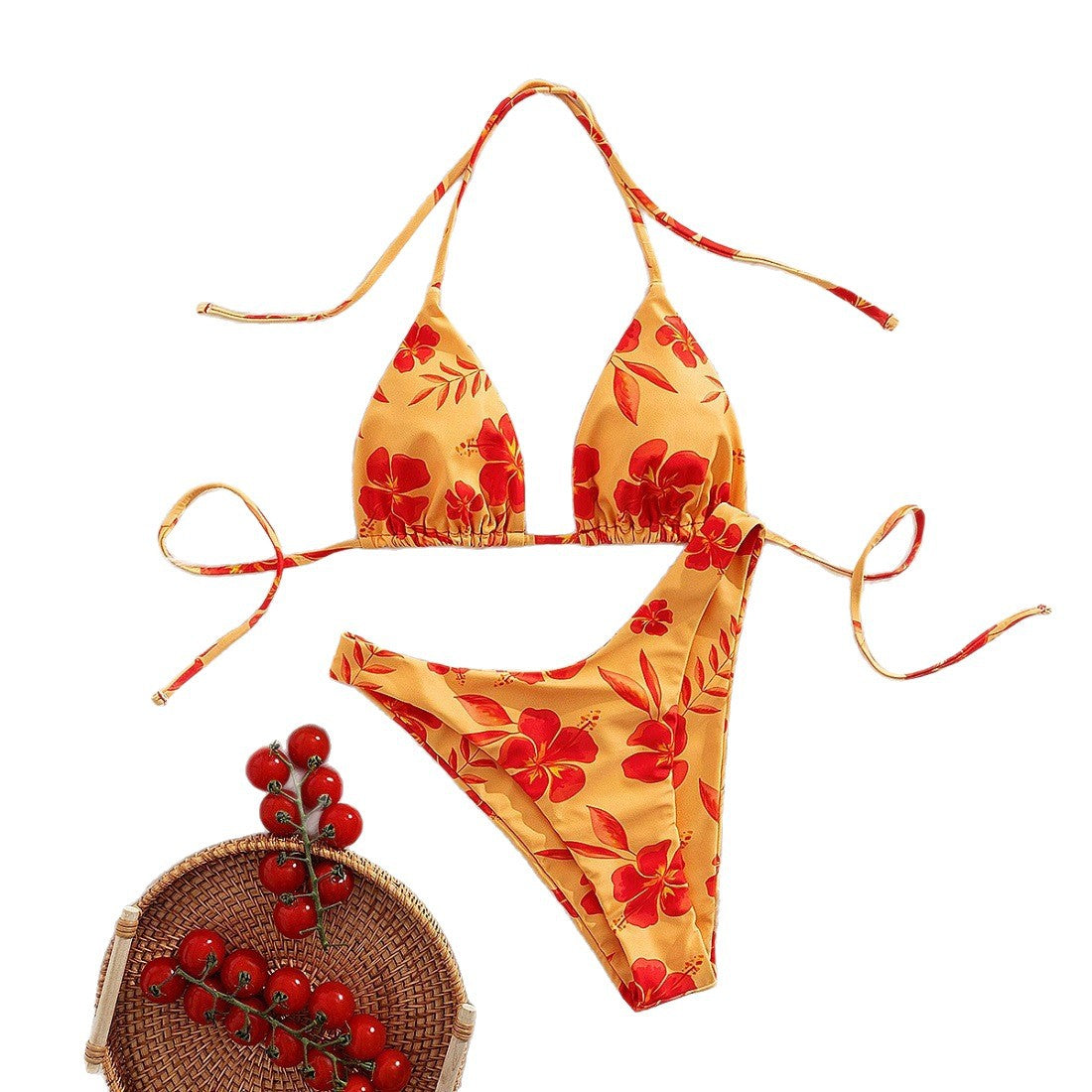 Ensemble bikini triangle femme avec design floral R&B