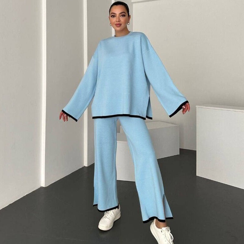 Ensemble Relax Tricot Décontracté pour Femmes avec Pull Oversize Ample et Pantalon Évasé Echoarchiv