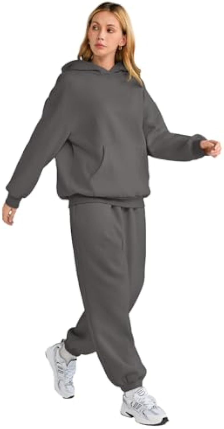 Ensemble de jogging à capuche décontracté pour femmes en French Terry avec sweat à capuche oversize et pantalon de jogging taille haute