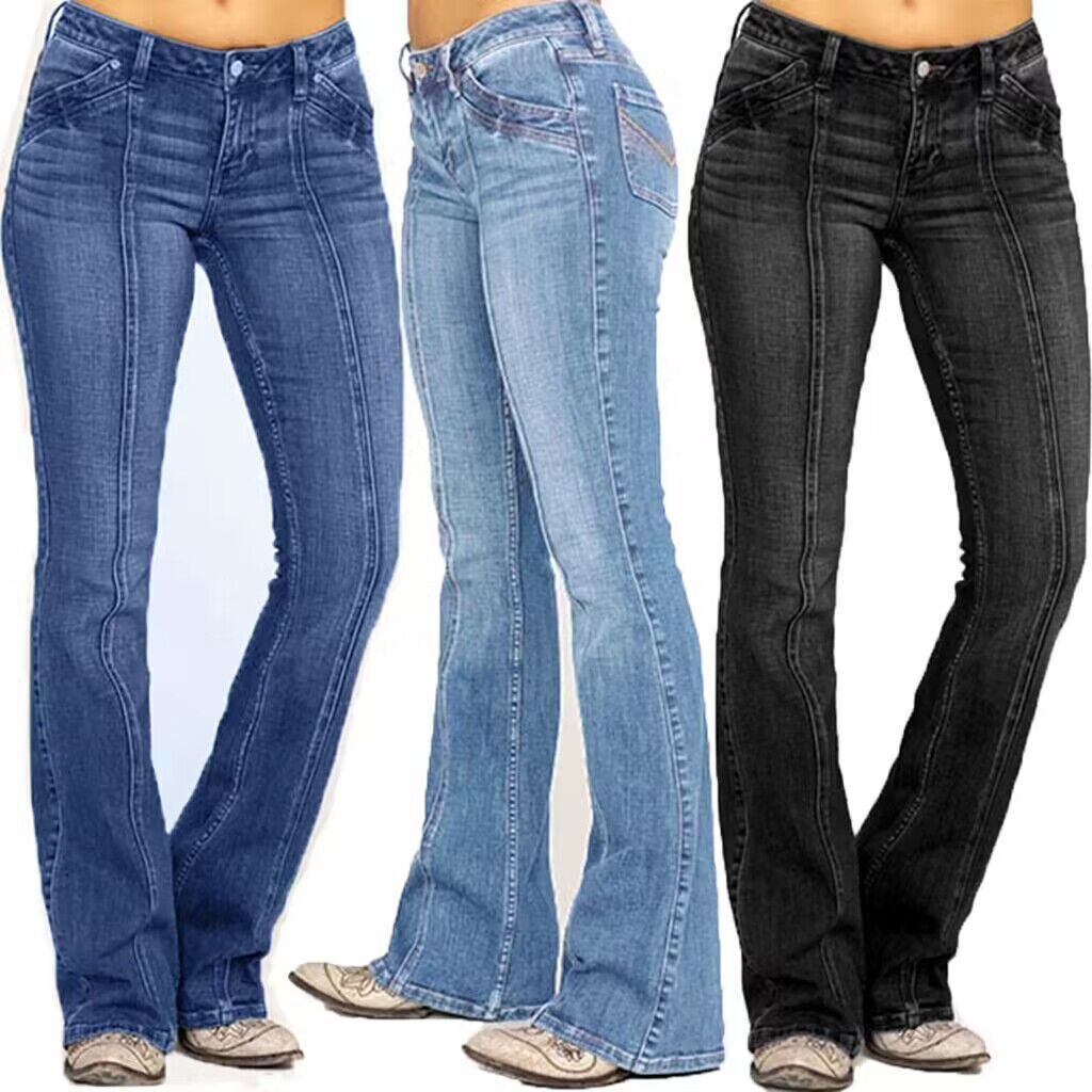 Jeans évasés pour femmes avec taille haute, coupe ajustée au niveau des hanches et denim élastique Echo Archiv