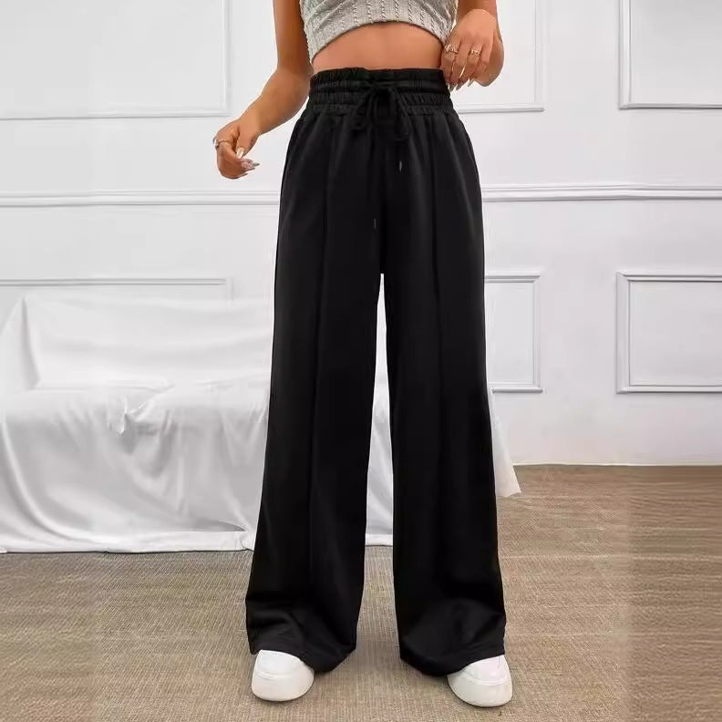 Pantalon jogging palazzo taille haute large pour femmes avec cordon de serrage et plis Echo Archiv