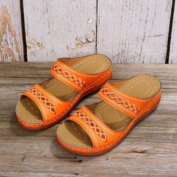 Sandales confortables pour femmes avec design de lanières décoratif et semelle intérieure rembourrée R&B
