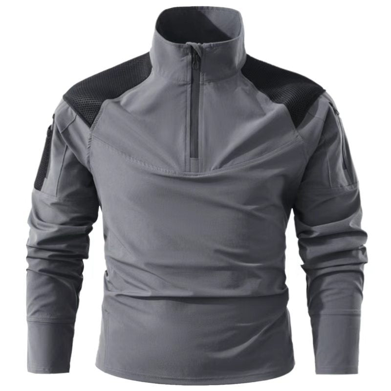 Chemise de combat tactique pour hommes avec demi-fermeture éclair, épaules en mesh respirant et poches multifonctionnelles Echo Archiv