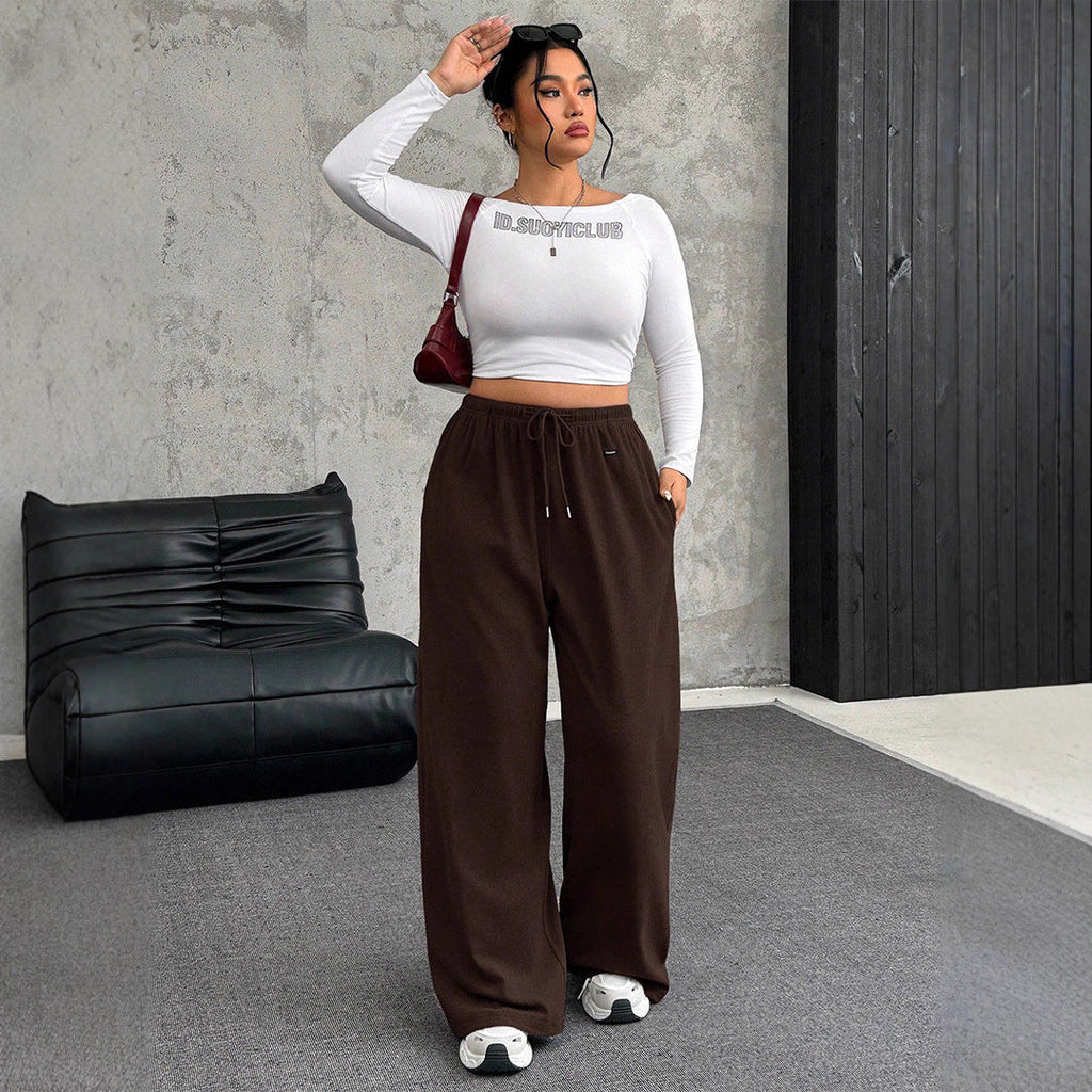 Pantalon de jogging large taille haute pour femmes Echoarchiv