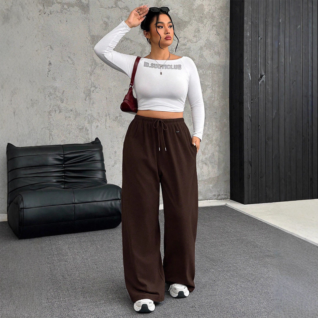 Pantalon de jogging large taille haute pour femmes Echoarchiv