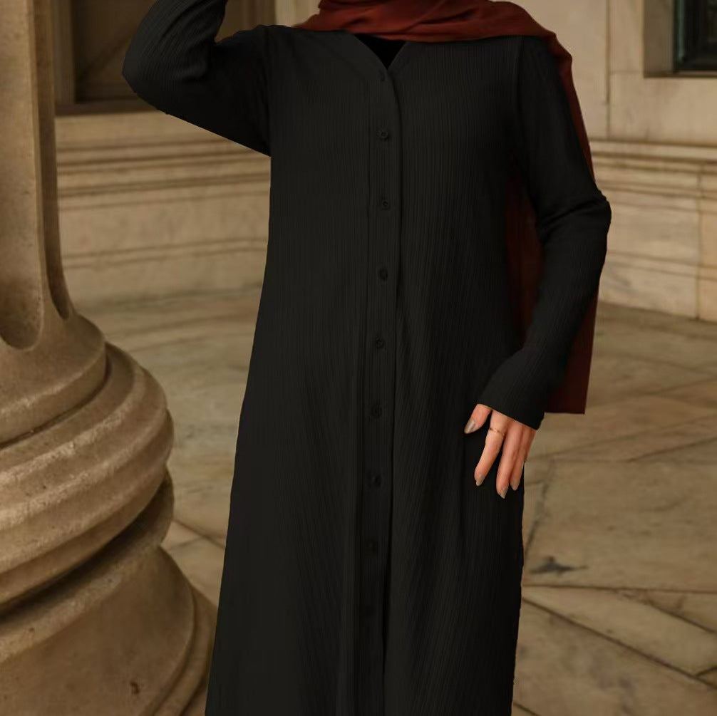 Ensemble tunique à boutons pour femmes avec silhouette droite, manches longues et large pantalon palazzo