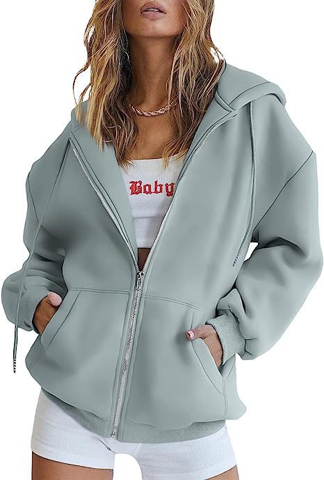 Veste à capuche surdimensionnée pour femmes avec fermeture éclair intégrale et poches kangourou Echo Archiv