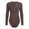 Body à manches longues pour femmes avec patte de boutonnage et texture côtelée R&B