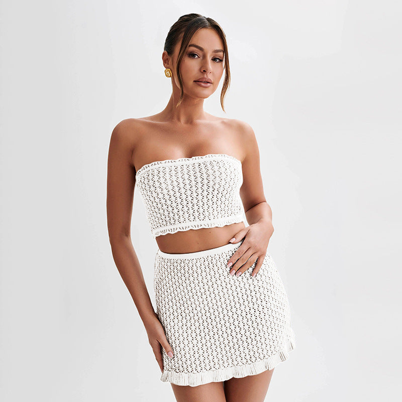 Robe en crochet élégante pour femmes avec décolleté profond R&B