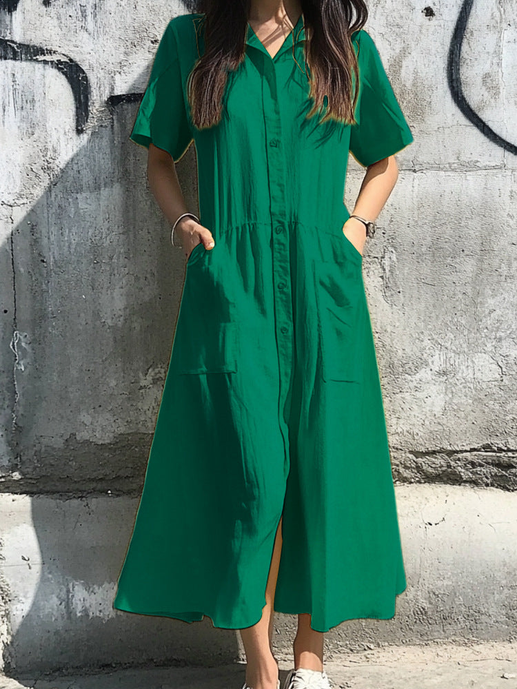 Robe chemise femme avec poches et design à boutons R&B