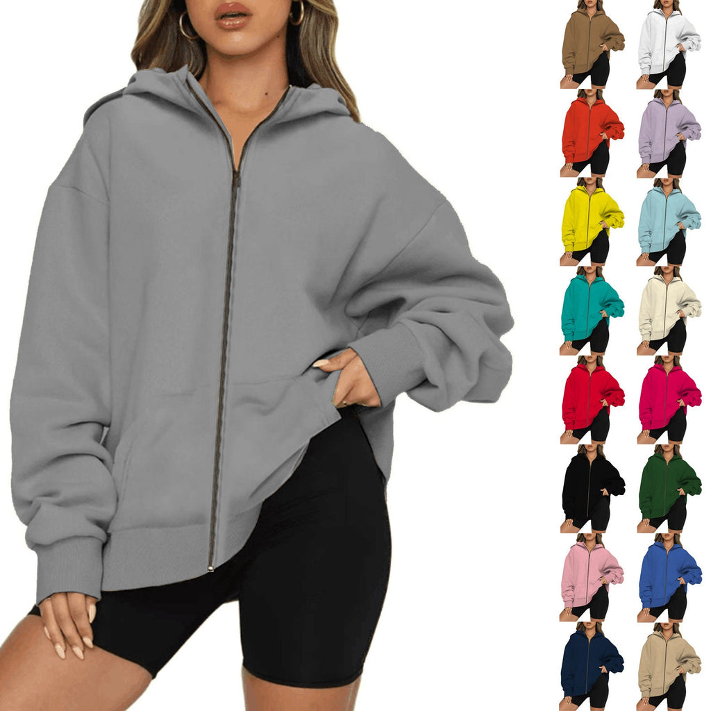 Veste à capuche zippée légère pour femmes en coupe Relaxed-Fit avec poche kangourou et poignets côtelés Echo Archiv