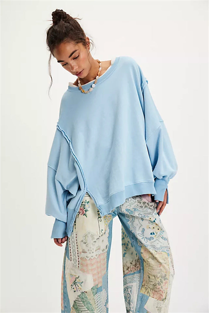 Sweatshirt oversized pour femmes avec manches ballon, coutures ouvertes et fentes latérales Echo Archiv