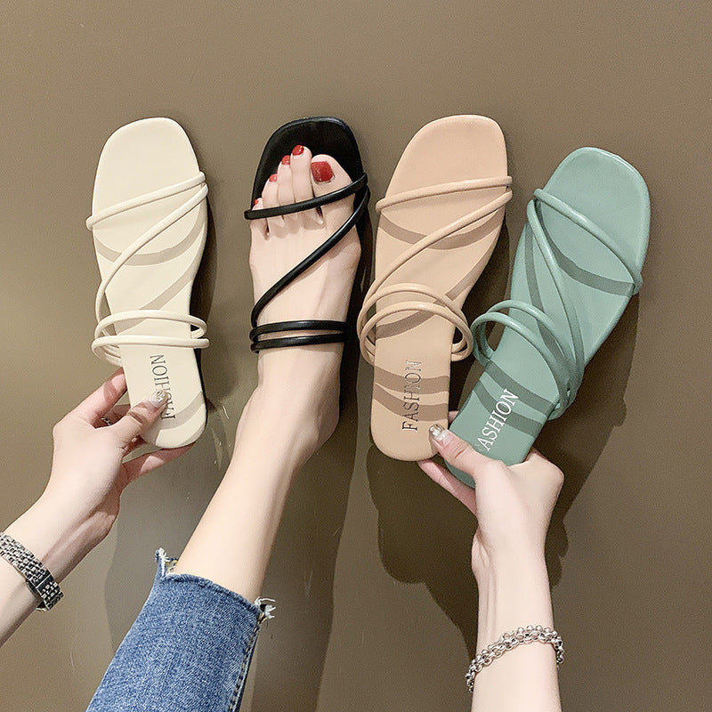 Sandales à brides minimalistes tendance pour femmes R&B