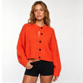 Cardigan court en grosse maille pour femmes avec épaule tombante et larges bords-côtes Echoarchiv