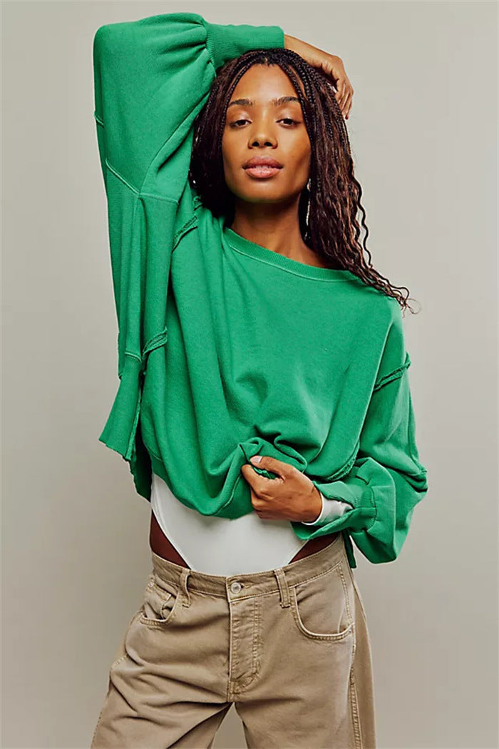 Sweatshirt oversized pour femmes avec manches ballon, coutures ouvertes et fentes latérales Echo Archiv