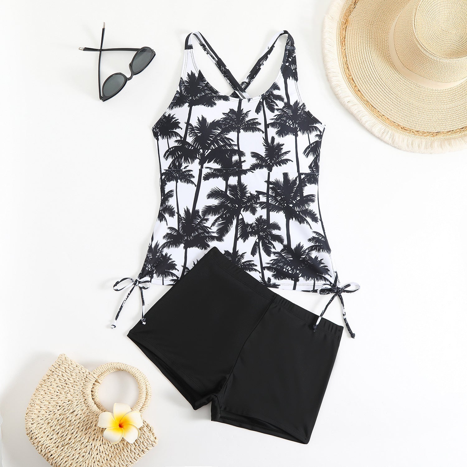 Tankini femme avec bretelles réglables et shorts décontractés R&B