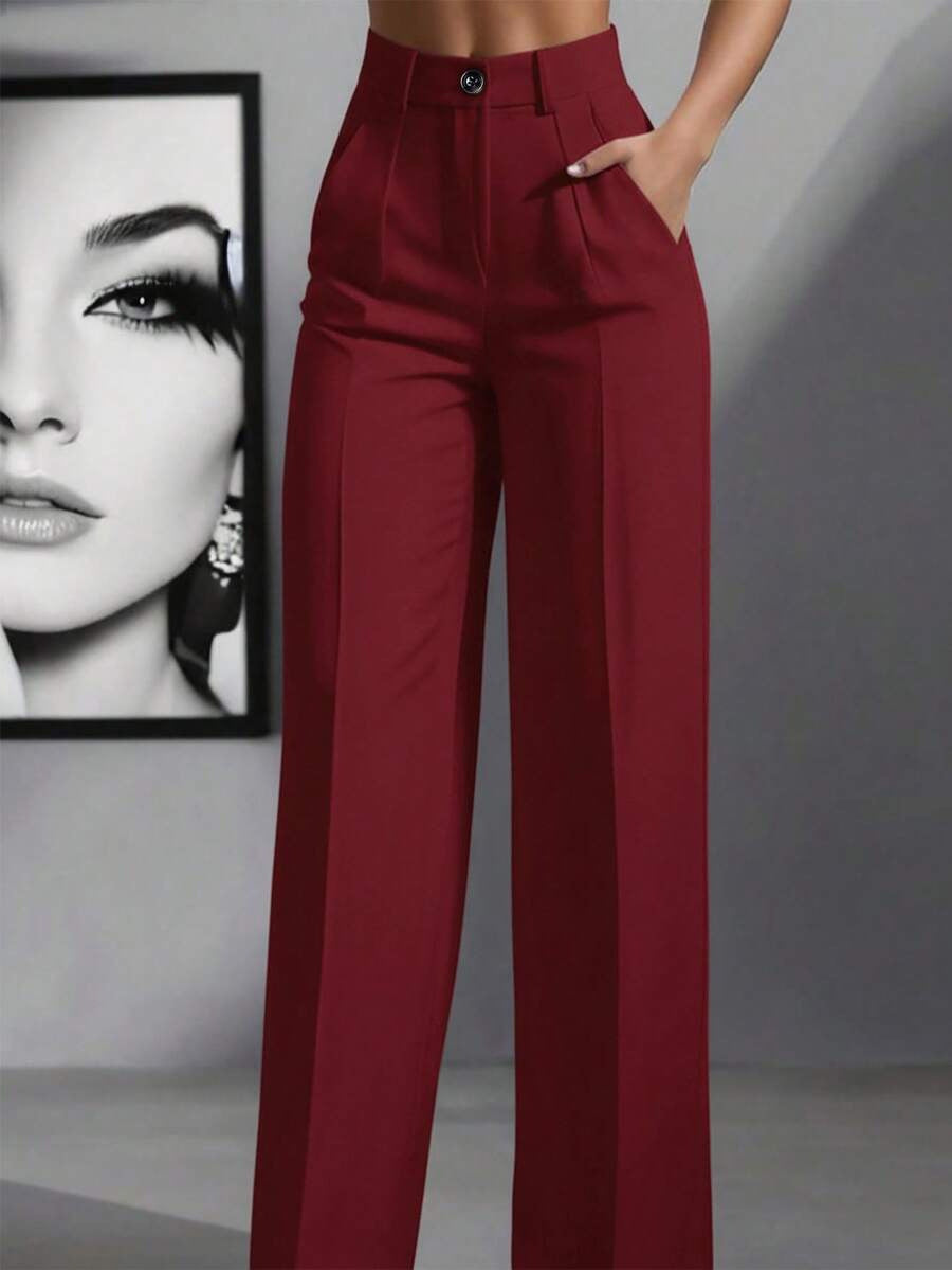 Pantalon Palazzo Stretch taille haute pour femmes avec plis marqués et poches Echoarchiv