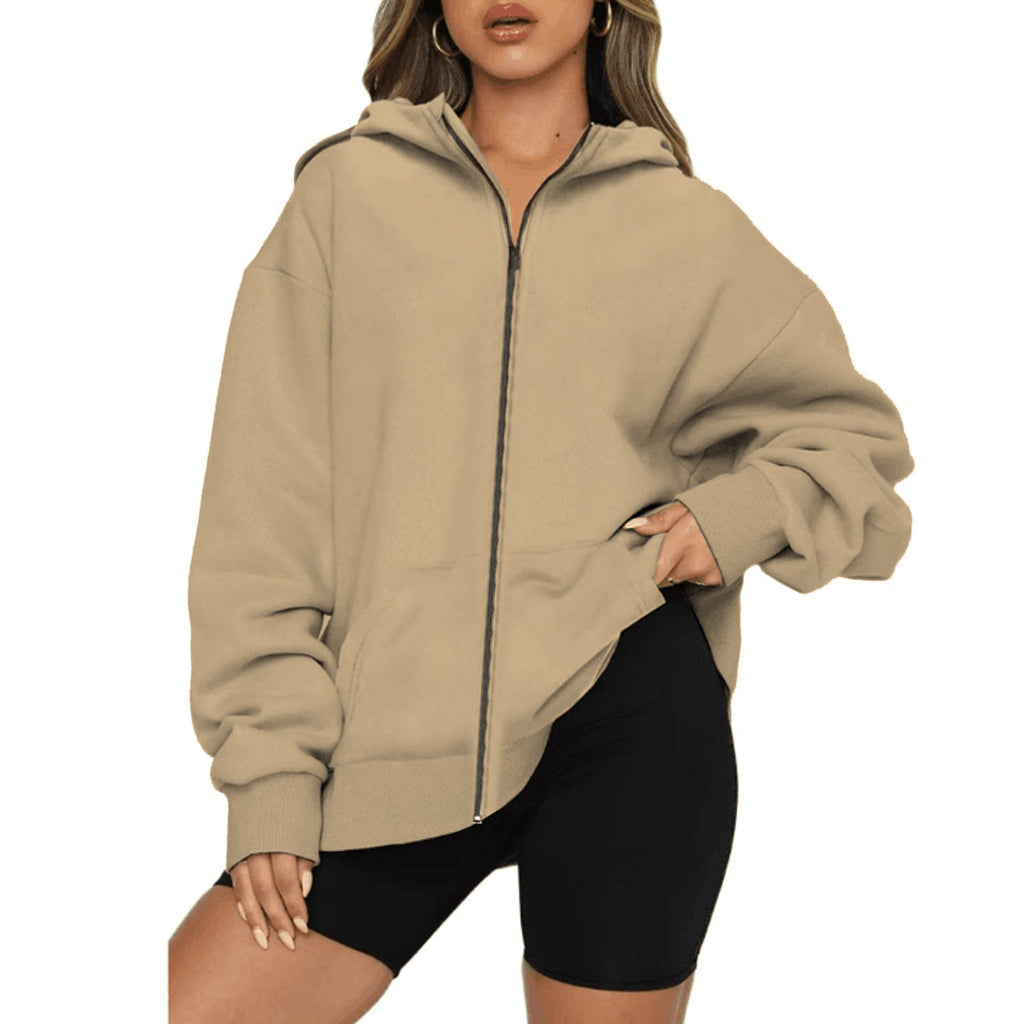 Veste à capuche zippée légère pour femmes en coupe Relaxed-Fit avec poche kangourou et poignets côtelés Echo Archiv