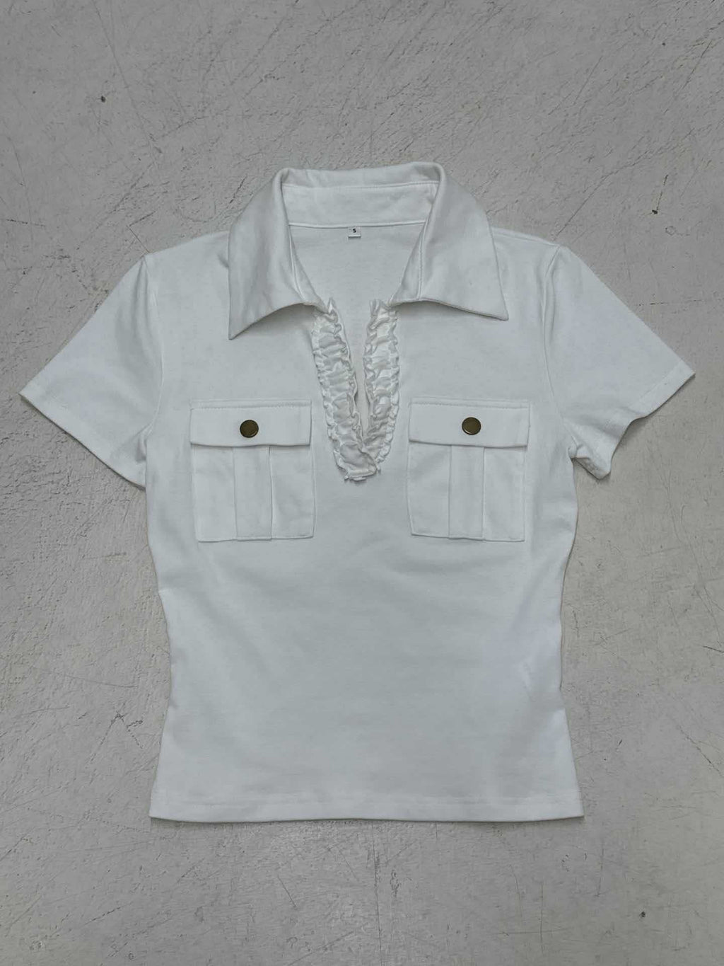 Polo décontracté pour femmes avec col décoratif et poches R&B