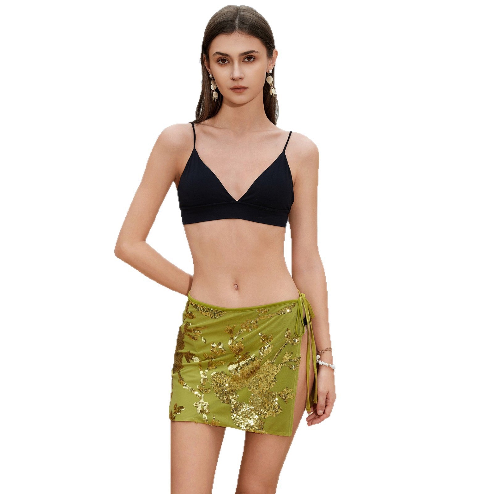 Robe de bain élégante pour femmes avec paillettes scintillantes R&B
