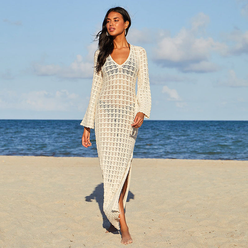 Robe en crochet élégante pour femmes avec décolleté profond R&B